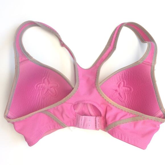 Lily of France Sports Bra 36B 34C Barbie Pink Gray - Picture 2 of 4